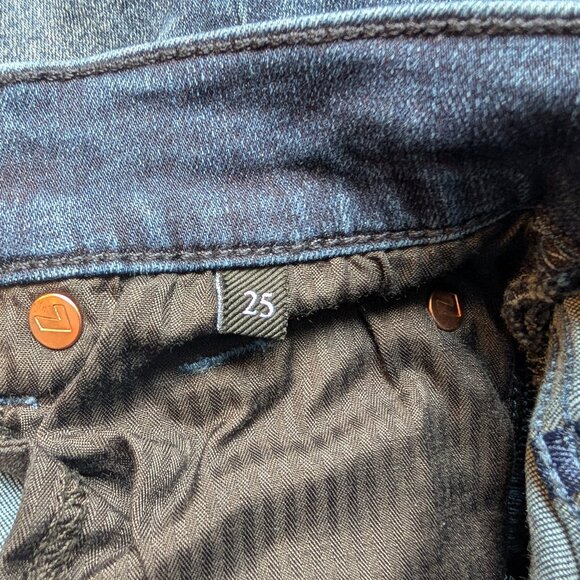 7 For All Mankind High Waist Ankle Gwenevere Skinny Jeans Dark Blue Size 25 - Picture 7 of 8